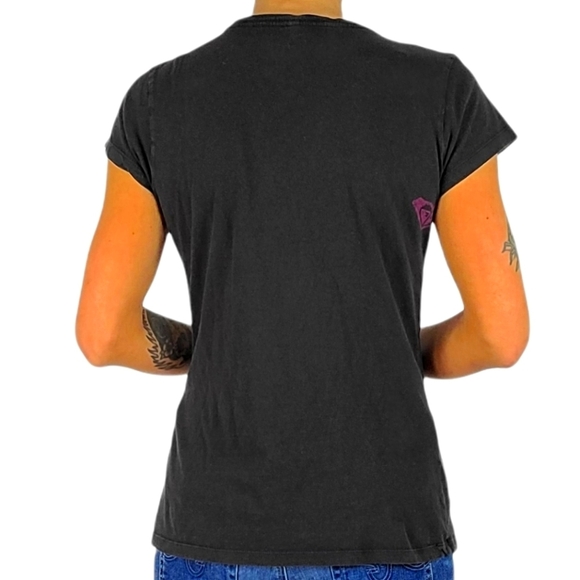 Roxy Graphic Roses Tee Size Large Juniors Black - Picture 3 of 3